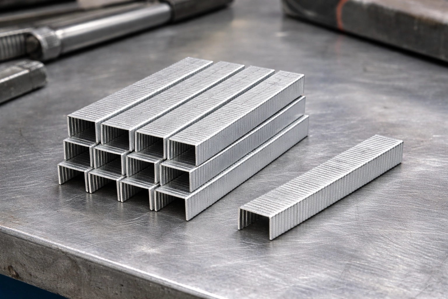 Grampas neumáticas sobre mesa de trabajo